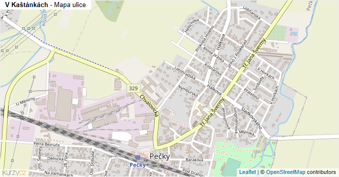 V Kaštánkách - mapa ulice
