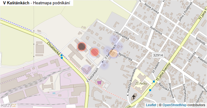 V Kaštánkách - mapa podnikání