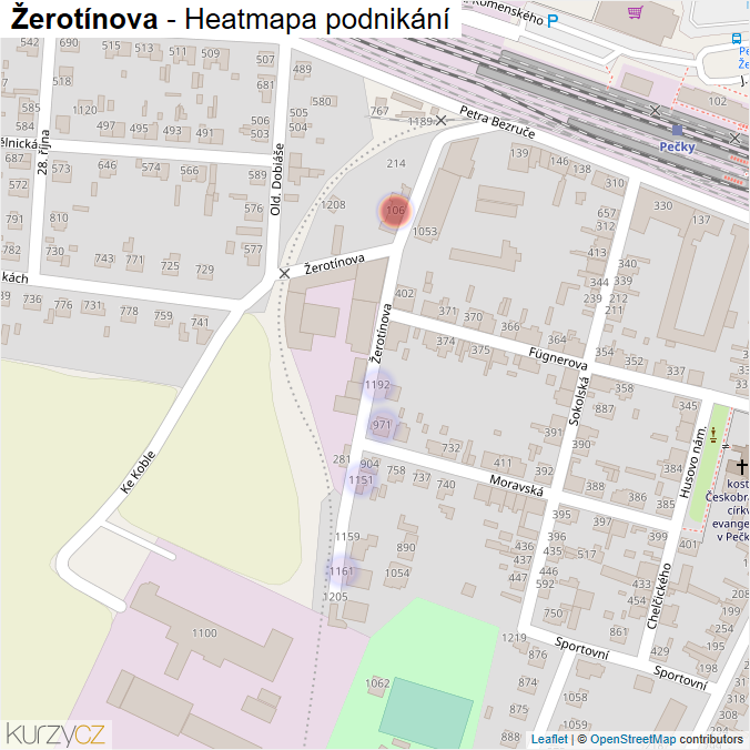 Mapa Žerotínova - Firmy v ulici.
