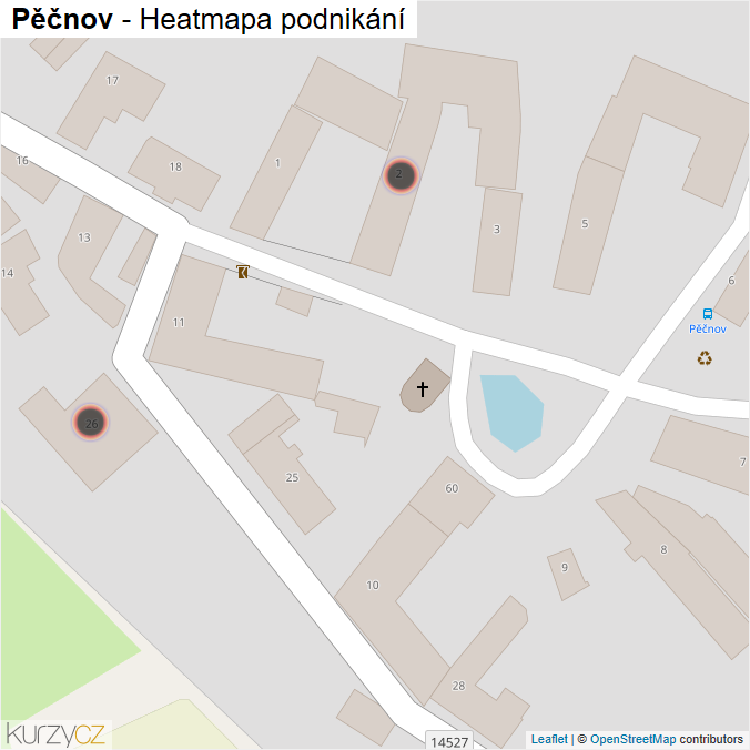 Mapa Pěčnov - Firmy v obci.