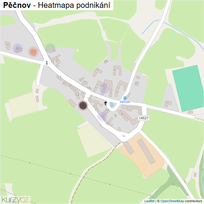 Mapa Pěčnov - Firmy v části obce.