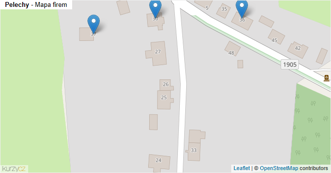 Pelechy - mapa firem