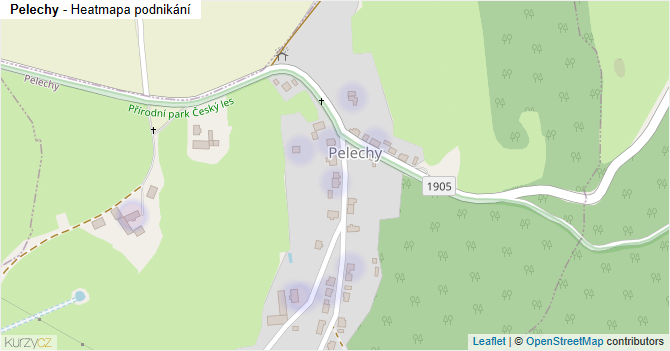 Pelechy - mapa podnikání