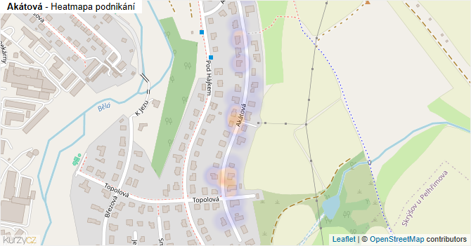 Akátová - mapa podnikání