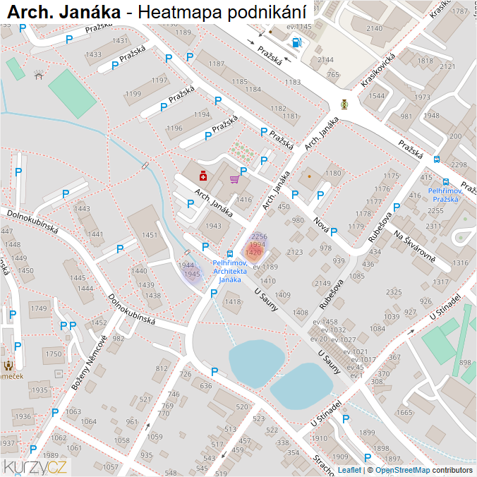 Mapa Arch. Janáka - Firmy v ulici.