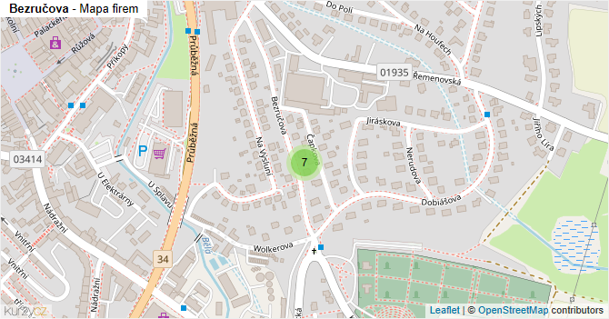 Bezručova - mapa firem
