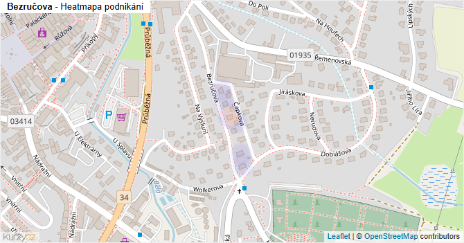 Bezručova - mapa podnikání