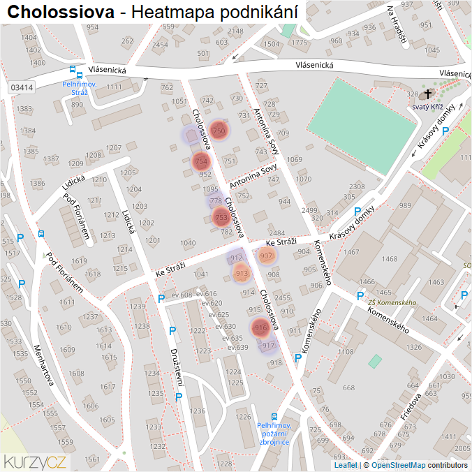 Mapa Cholossiova - Firmy v ulici.