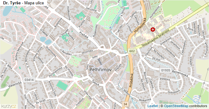 Dr. Tyrše - mapa ulice