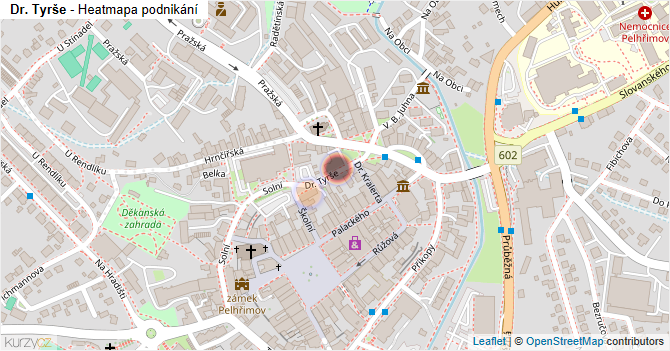 Dr. Tyrše - mapa podnikání