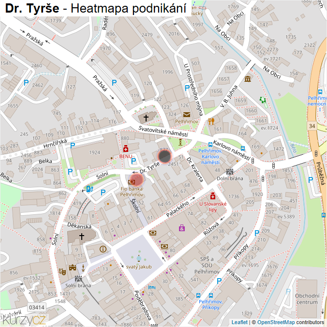 Mapa Dr. Tyrše - Firmy v ulici.