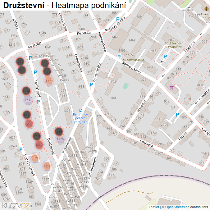 Mapa Družstevní - Firmy v ulici.