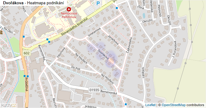 Dvořákova - mapa podnikání