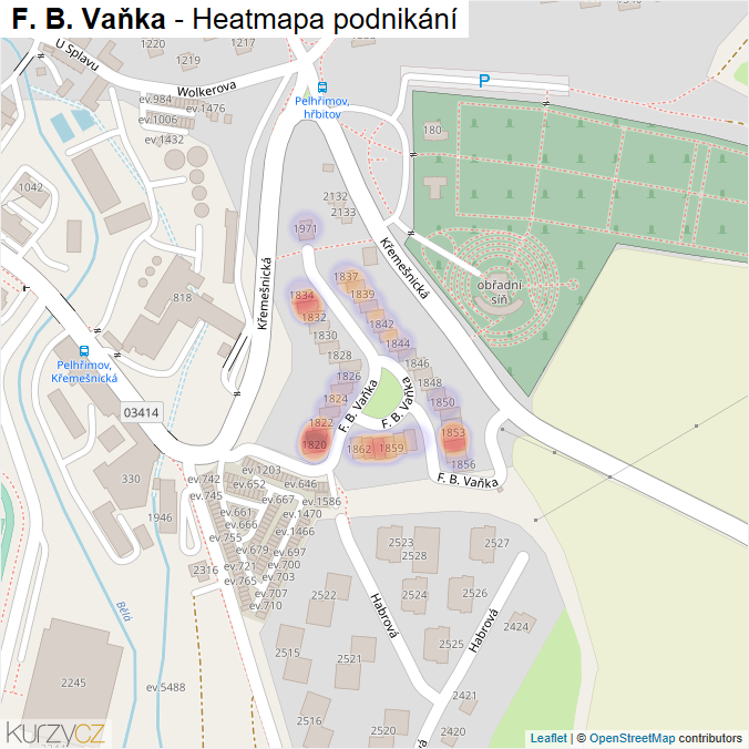 Mapa F. B. Vaňka - Firmy v ulici.