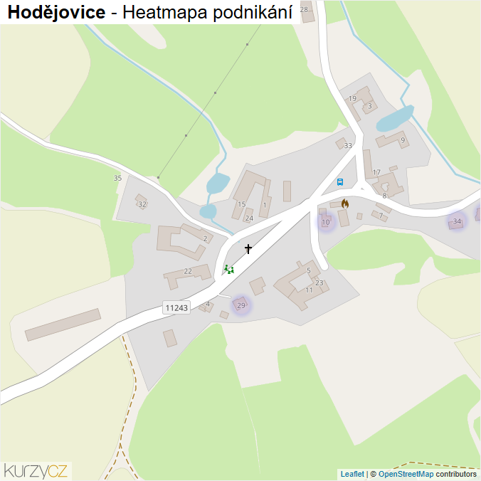 Mapa Hodějovice - Firmy v části obce.