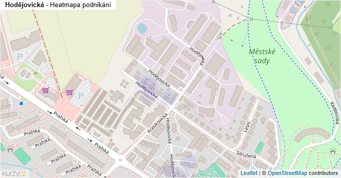 Hodějovická - mapa podnikání