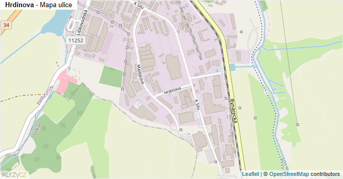 Hrdinova - mapa ulice
