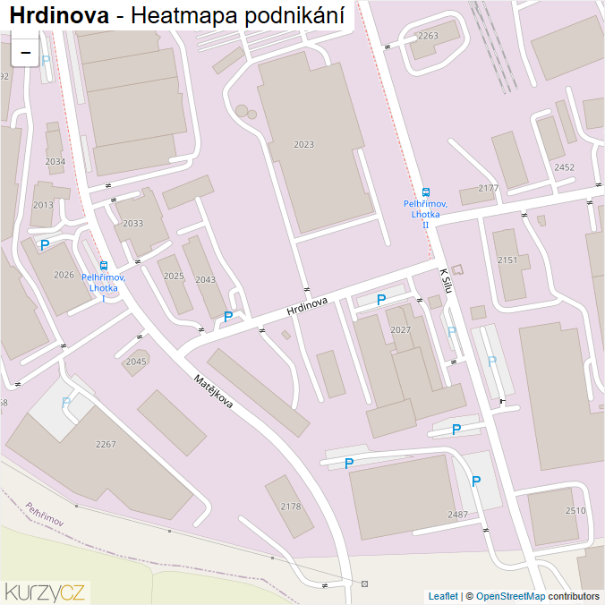 Mapa Hrdinova - Firmy v ulici.