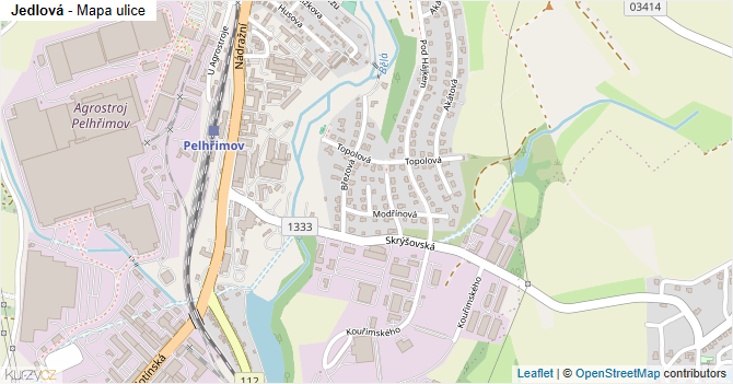 Jedlová - mapa ulice