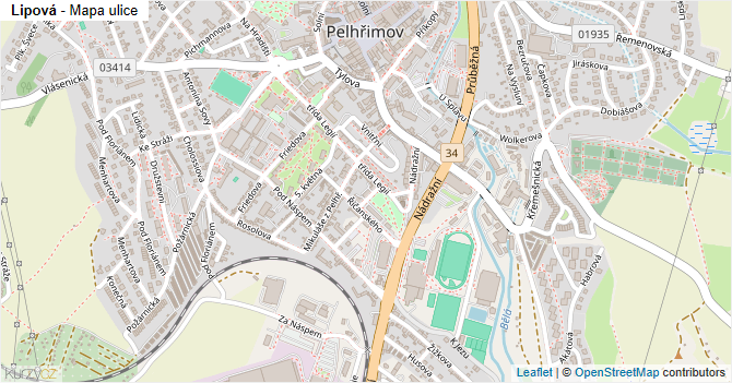 Lipová - mapa ulice