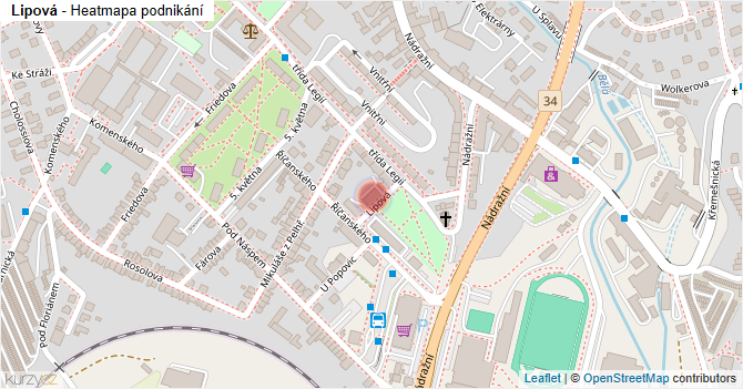 Lipová - mapa podnikání