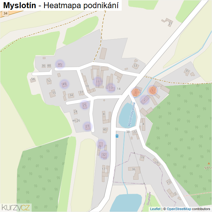 Mapa Myslotín - Firmy v části obce.