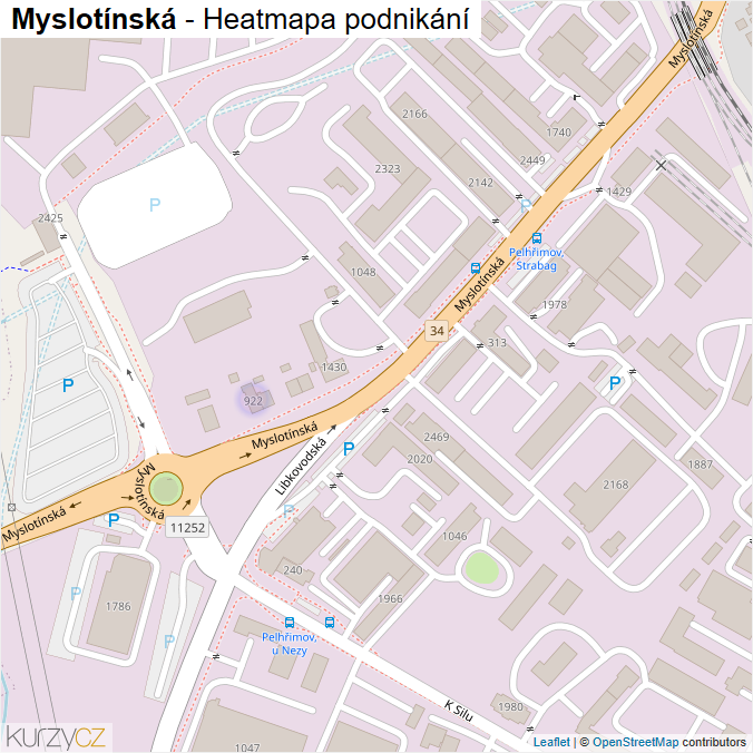 Mapa Myslotínská - Firmy v ulici.
