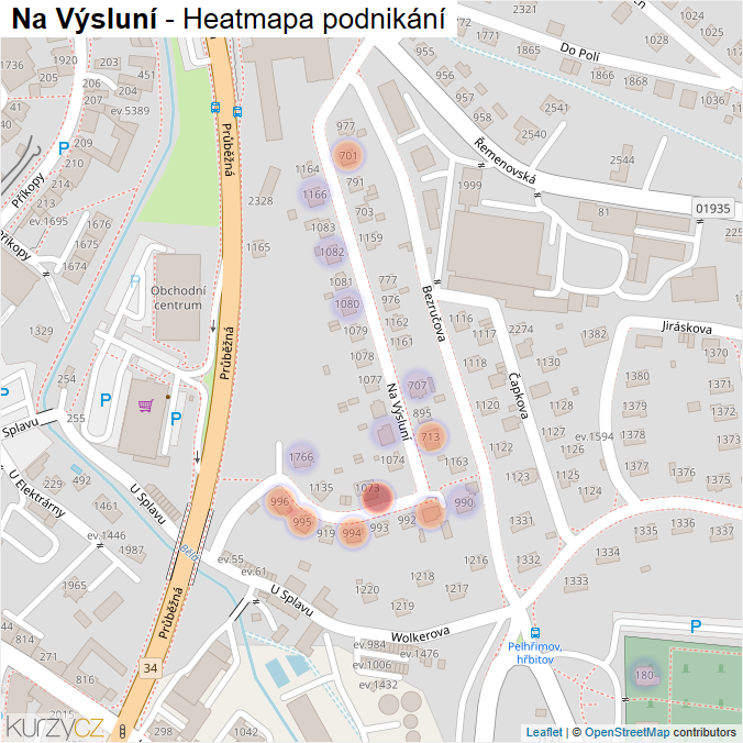 Mapa Na Výsluní - Firmy v ulici.