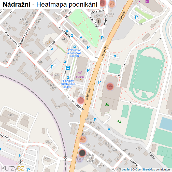 Mapa Nádražní - Firmy v ulici.