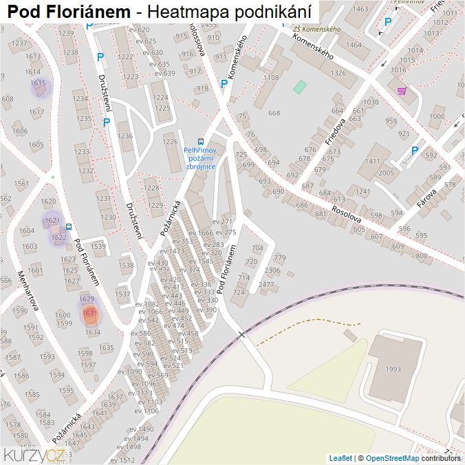 Mapa Pod Floriánem - Firmy v ulici.