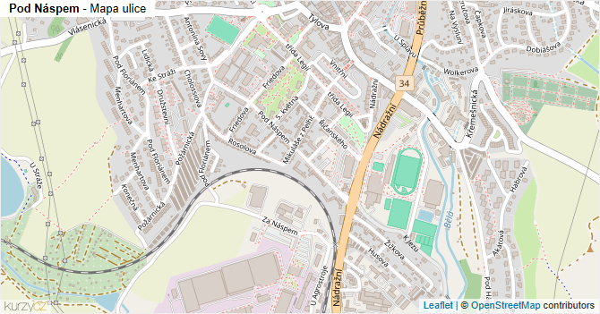 Pod Náspem - mapa ulice