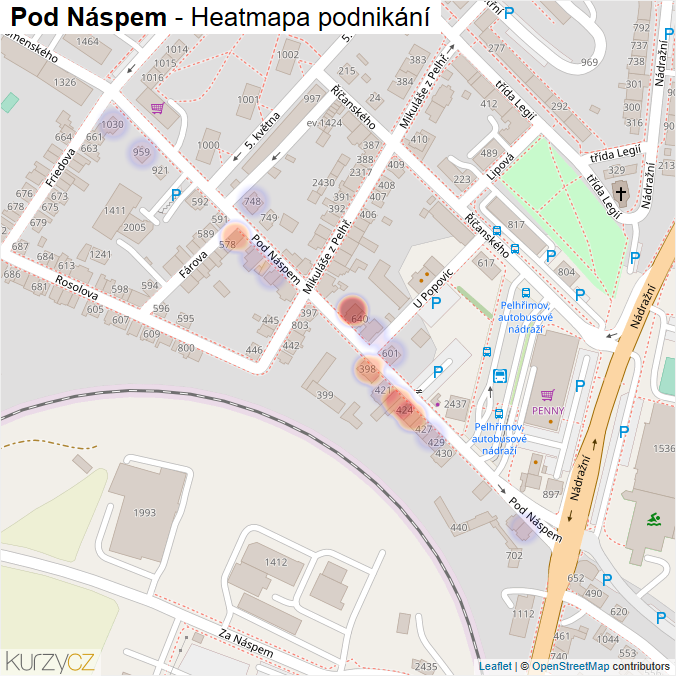 Mapa Pod Náspem - Firmy v ulici.