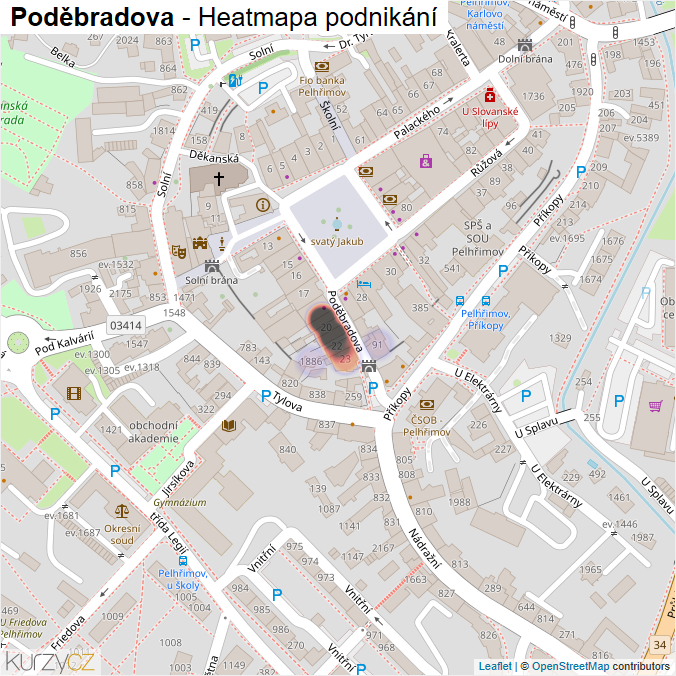 Mapa Poděbradova - Firmy v ulici.