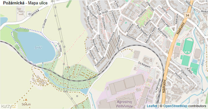 Požárnická - mapa ulice