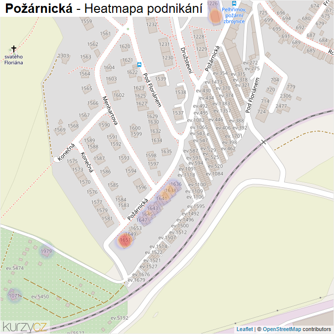 Mapa Požárnická - Firmy v ulici.