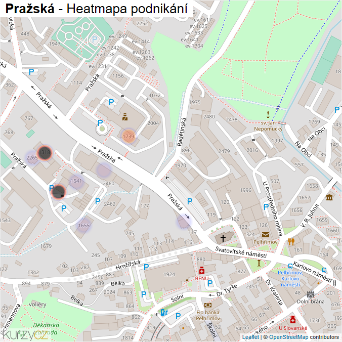 Mapa Pražská - Firmy v ulici.