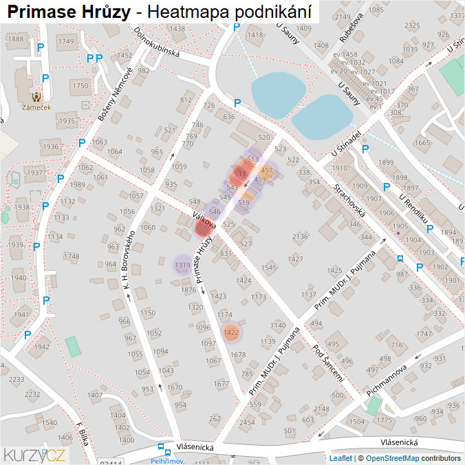 Mapa Primase Hrůzy - Firmy v ulici.