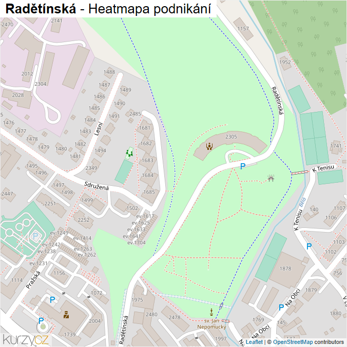 Mapa Radětínská - Firmy v ulici.