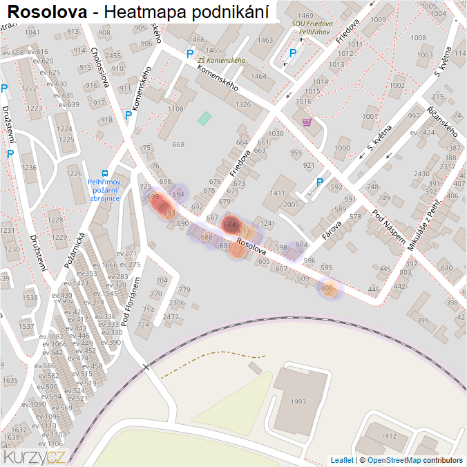 Mapa Rosolova - Firmy v ulici.