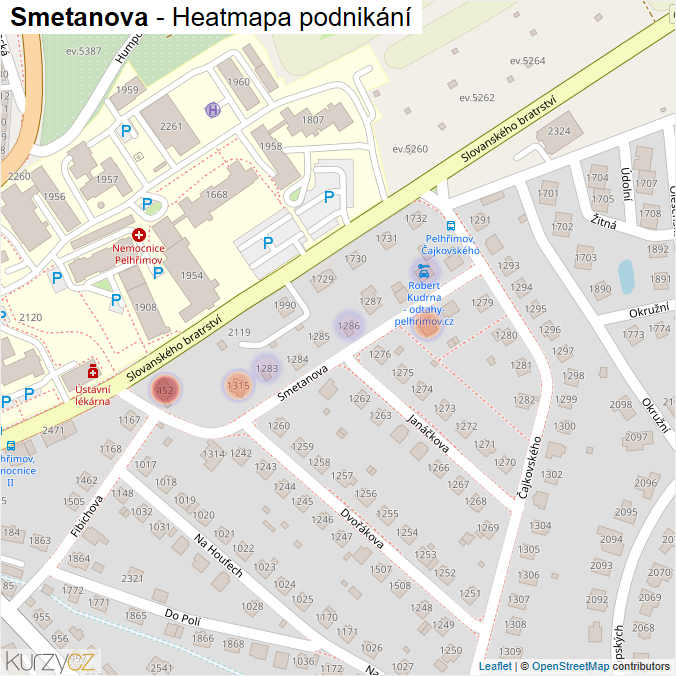 Mapa Smetanova - Firmy v ulici.