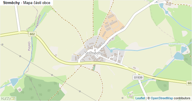 Strměchy - mapa části obce