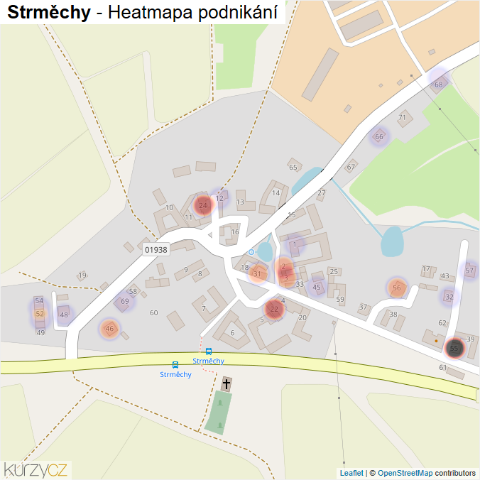 Mapa Strměchy - Firmy v části obce.