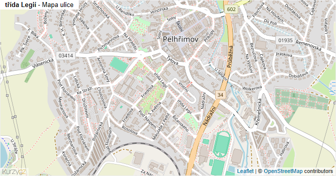 třída Legií - mapa ulice