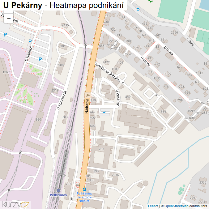 Mapa U Pekárny - Firmy v ulici.