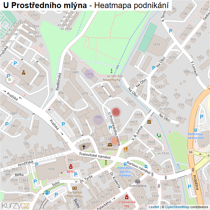 Mapa U Prostředního mlýna - Firmy v ulici.