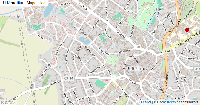 U Rendlíku - mapa ulice