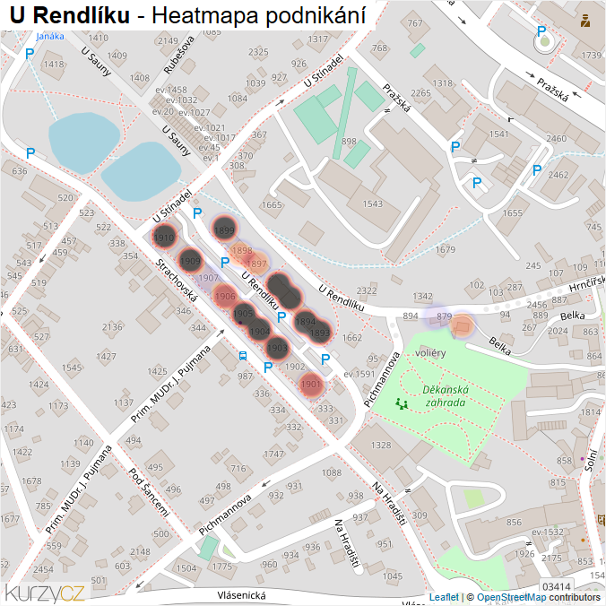 Mapa U Rendlíku - Firmy v ulici.