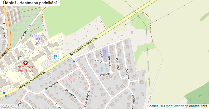 Údolní - mapa podnikání