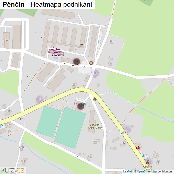 Mapa Pěnčín - Firmy v obci.