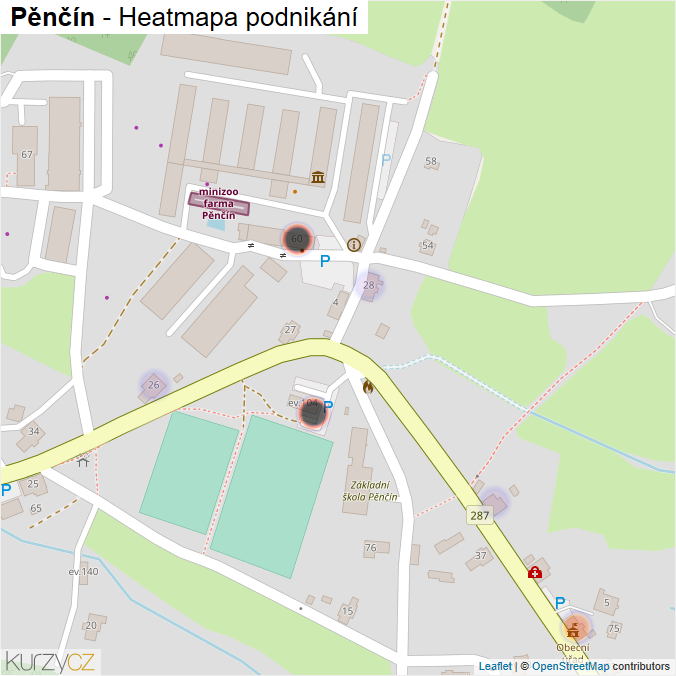 Mapa Pěnčín - Firmy v části obce.